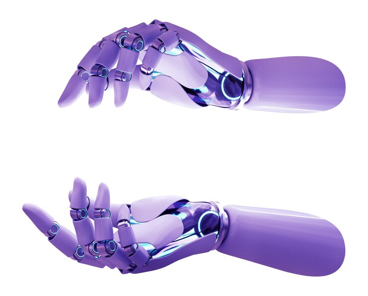 Foto mano de robot png adhesivo tecnología futurista fondo transparente