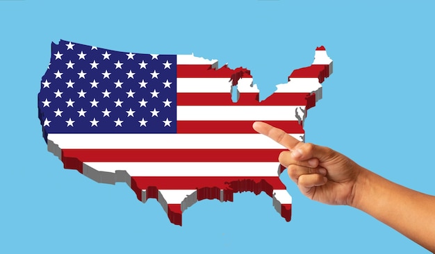 Foto mano señalando estados unidos de américa