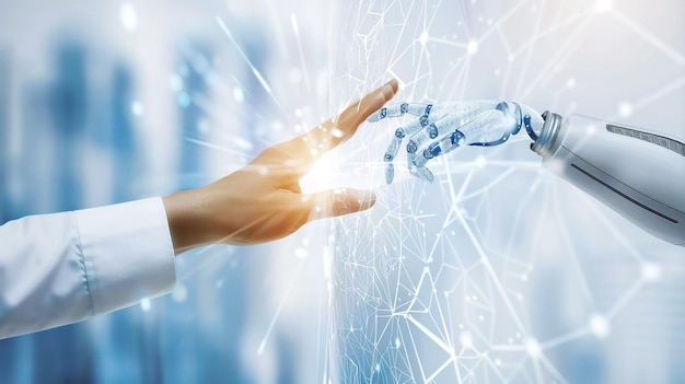 una mano con un símbolo de un robot y la palabra comunicación en él