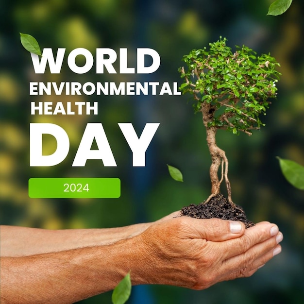 una mano sosteniendo un árbol con las palabras mundos salud en el medio