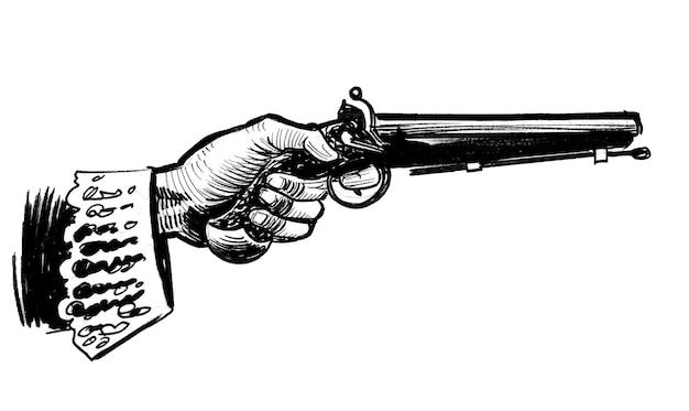 Una mano sosteniendo un arma con la palabra arma