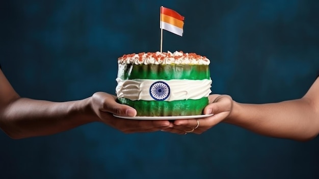 Mano sosteniendo la bandera india