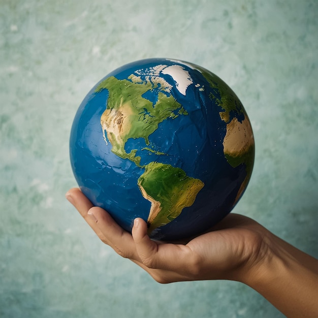 una mano sosteniendo un globo con el mundo en él