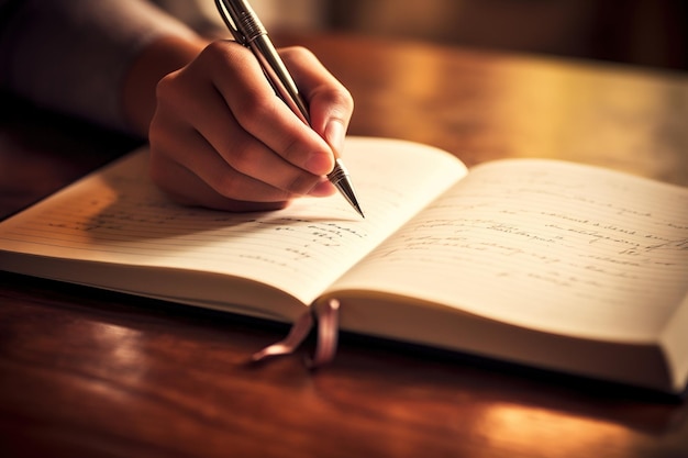 una mano sosteniendo un lápiz y escribiendo en un cuaderno