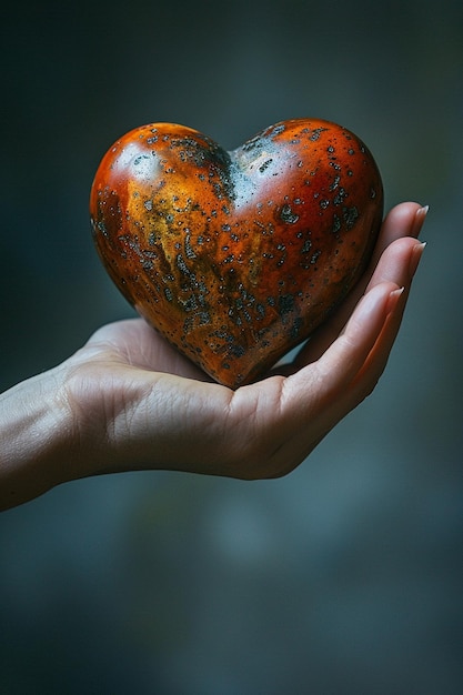 Foto mano sosteniendo un objeto en forma de corazón