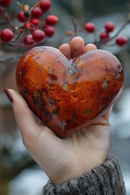 Mano sosteniendo un objeto en forma de corazón