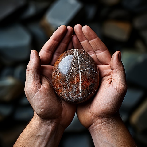 mano sosteniendo una piedra