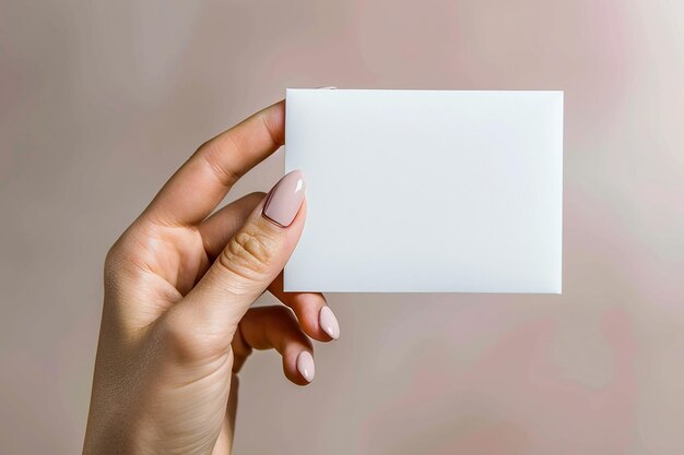 una mano sosteniendo una pieza blanca de papel que dice tarjeta