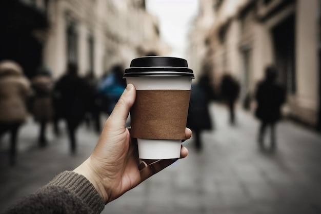 Una mano sosteniendo una taza de café