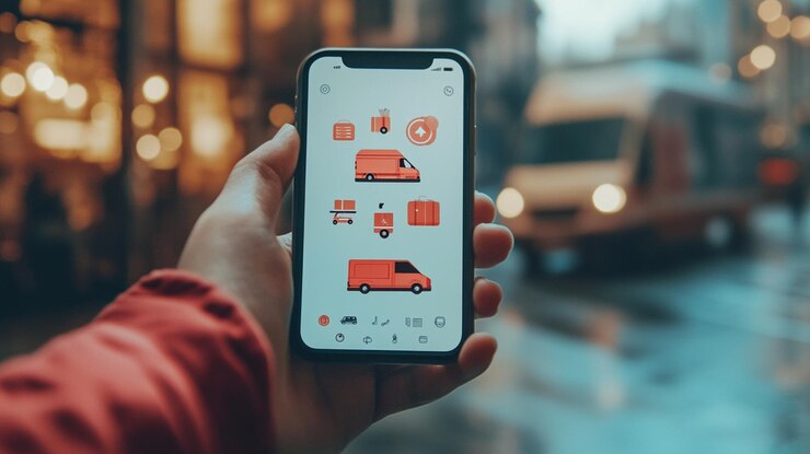 Foto una mano sosteniendo un teléfono inteligente con las palabras coche en la pantalla