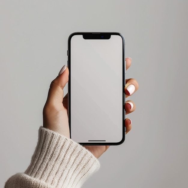 una mano sosteniendo un teléfono que tiene una pantalla blanca que dice "LG" en ella