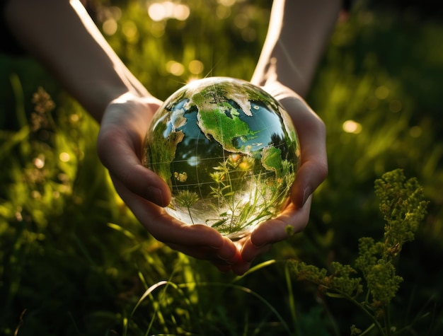 Foto la mano sostiene una flor globo contra un fondo negro