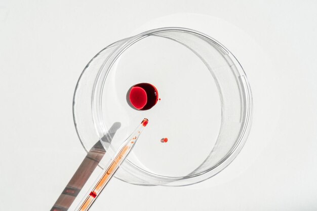 Foto la mano sostiene un tubo de ensayo con sangre