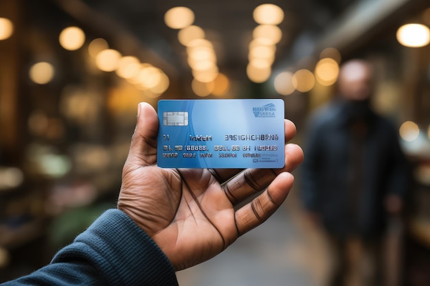 mano sujetando tarjeta bancaria fotografía profesional Generado por IA