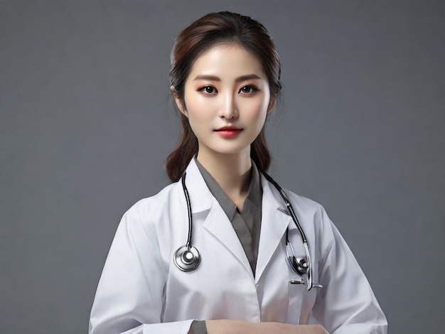 Foto una mano suma mujer médico coreano