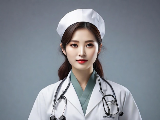 Foto una mano suma mujer médico coreano