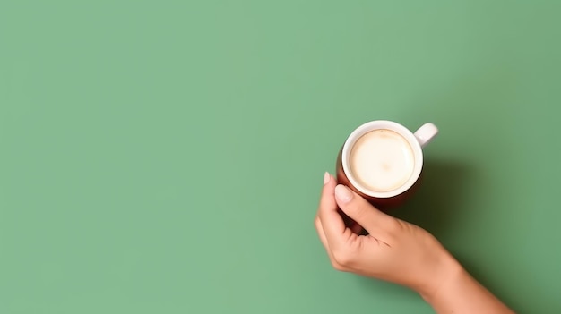 La mano con una taza de café