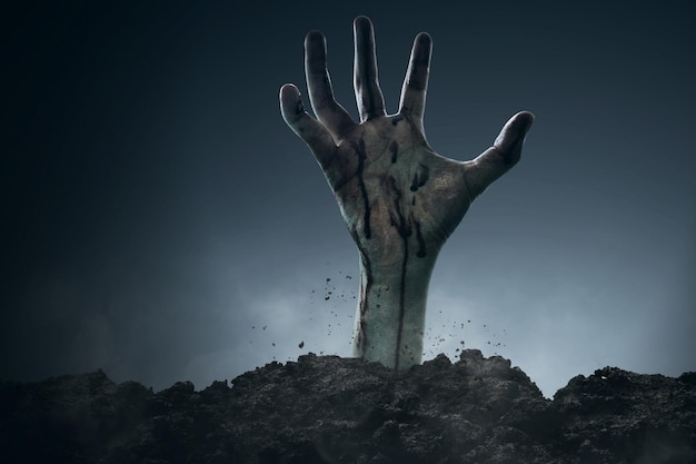 Mano de zombie aterrador