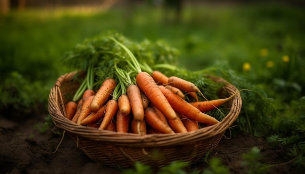 manojo de zanahorias zanahorias en una cesta
