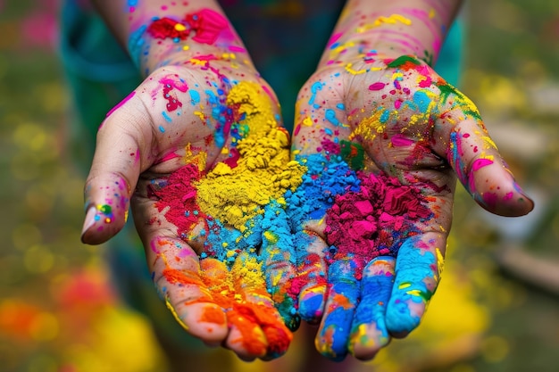 Las manos coloridas de Holi