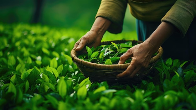 Manos expertas de Tea Garden Elegance trabajando en la India