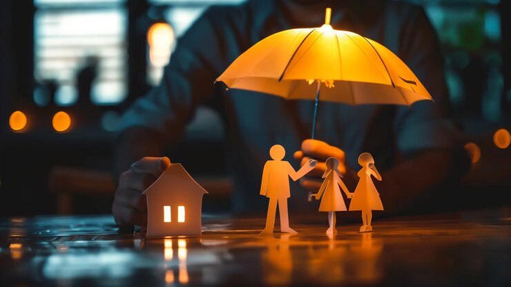 Las manos de un hombre sostienen suavemente un recorte de papel en forma de familia que simboliza padres e hijos