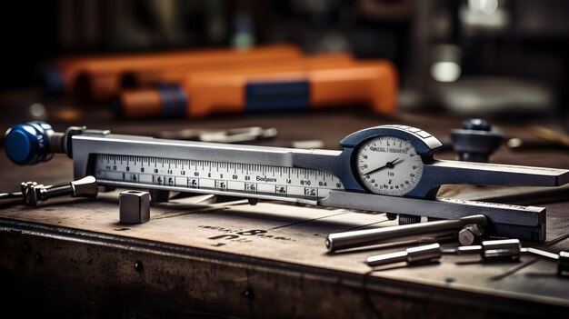 Foto manos de ingenieros trabajando con una pinza de vernier