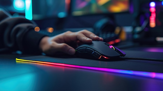 Las manos de los jugadores en el ratón y en el teclado de cerca