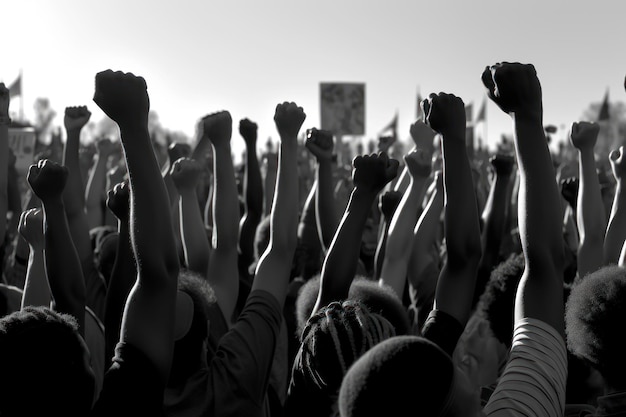 Foto manos de manifestantes personas generativas ai.