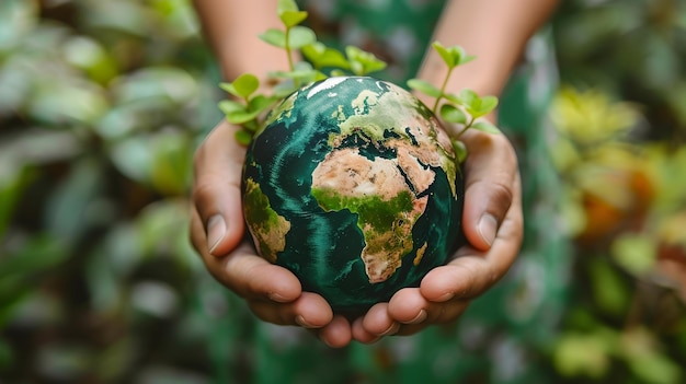 Foto las manos de la mujer sosteniendo la tierra en el entorno natural para transmitir un mensaje de ecologismo y conexión con la naturaleza