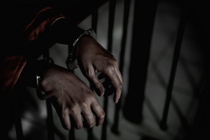 Foto manos de mujeres desesperadas por atrapar la prisión de hierroconcepto de prisionerogente de tailandiaesperanza de ser libresi violan la ley serían arrestados y encarcelados