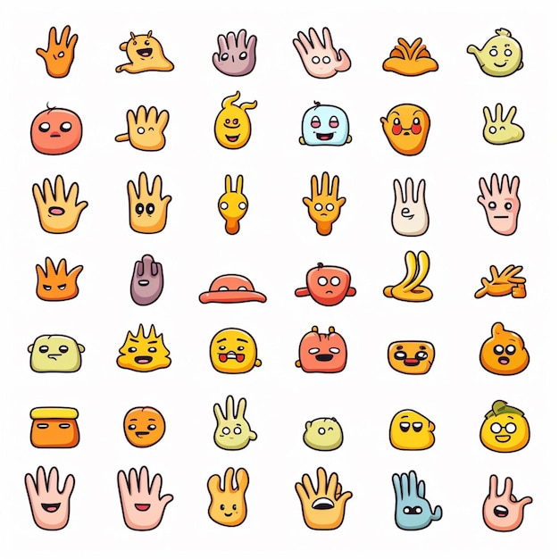 Manos y otras partes del cuerpo Emojis 2d ilustración vectorial de dibujos animados