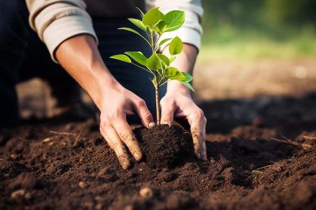 Manos plantando un árbol