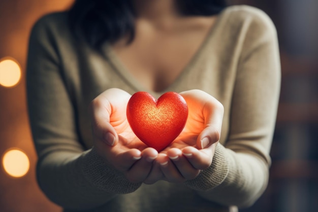 manos que sostienen un corazón rojo fondo aislado