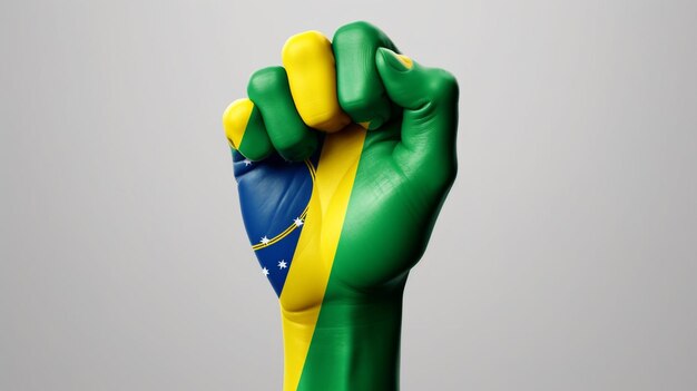 Manos realistas pintando la bandera de brasil en render 3d AI generativo