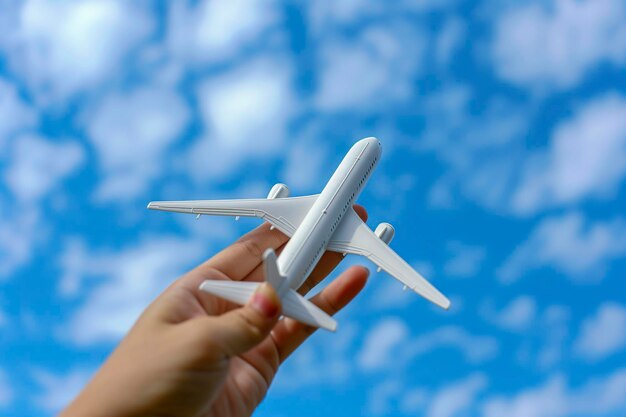 manos sosteniendo un modelo de avión