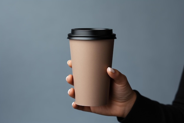 Manos sosteniendo un modelo de taza de café