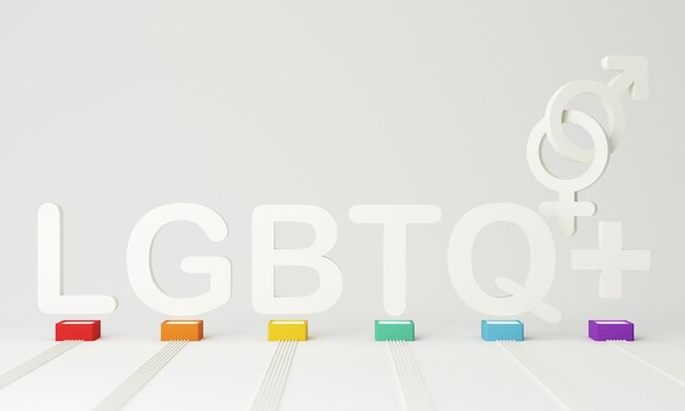Manos sosteniendo a personas LGBTQ personaje de dibujos animados aislado con globo concepto de comunidad homosexual gay tolerante sociedad LGBTQ lesbianas y gays como representantes de personas LGBT 3d render