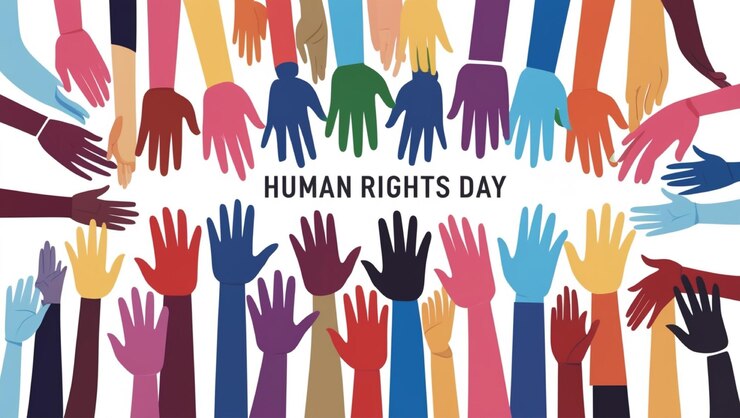 Manos vectoriales libres con diferentes colores Día de los Derechos Humanos