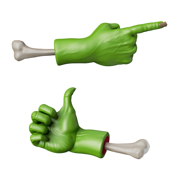 Las manos de los zombies monstruos verdes en 3D