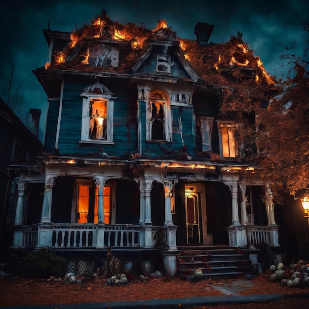 Foto mansão assombrada na véspera do halloween