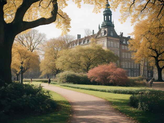 Mansión con naturaleza foto de jardín de otoño