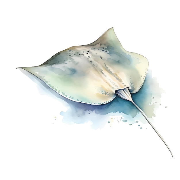 Manta ray marina ilustración acuarela animales marinos clipart