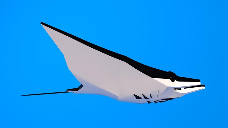 Mantarraya en el mar. Stingray fondo azul. mundo marino. animales marinos. antecedentes. clave de croma
