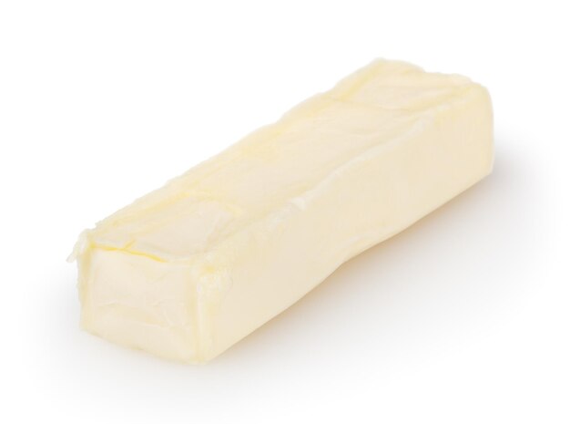 Manteiga isolada no fundo branco com traçado de recorte