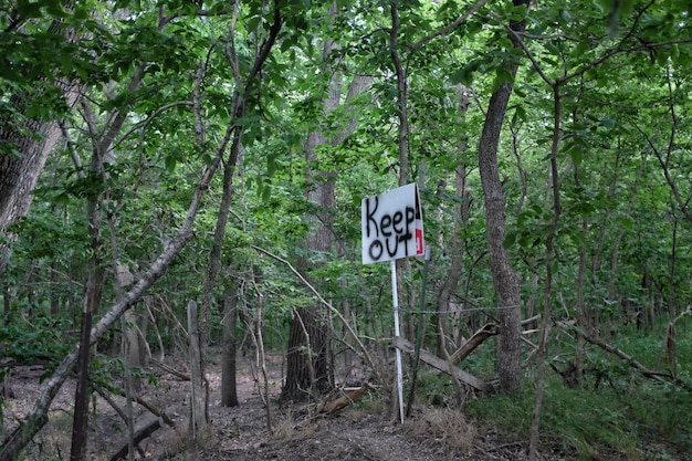 Mantén fuera el cartel en el bosque