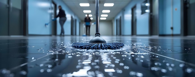 Mantenimiento de la limpieza y el profesionalismo Persona Limpieza del suelo en una oficina Concepto Limpiezo de oficina Mantenimiento profesional Servicios de limpieza Negocio Higiene Técnica de limpiezo