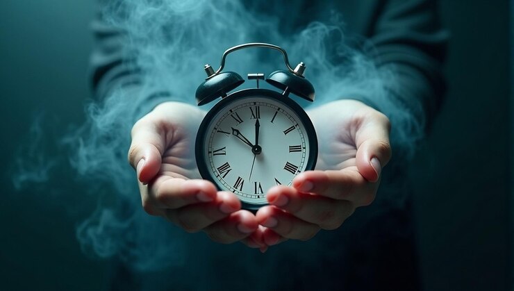 Mantenimiento de un reloj en la mano Concepto del paso del tiempo