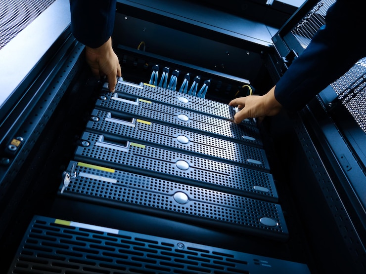 Foto mantenimiento del servidor en la configuración del centro de datos