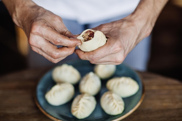 Manti Prato de carne tradicional dos povos da Ásia Central